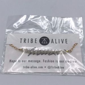 Tribe Alive gold + white crystal bead bracelet